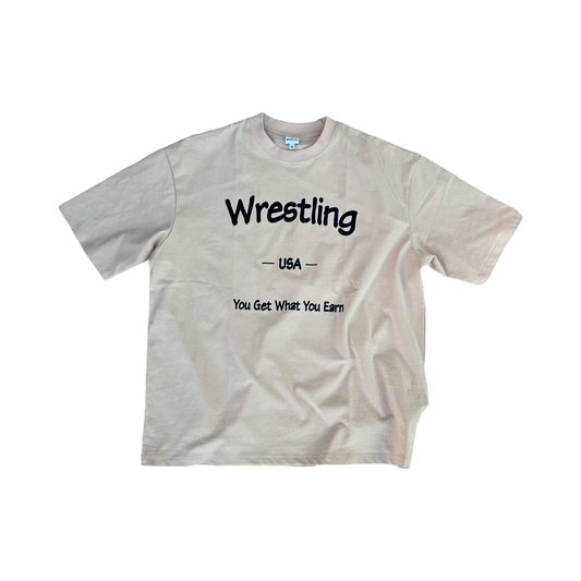 "Wrestling" Oversized T // Cream