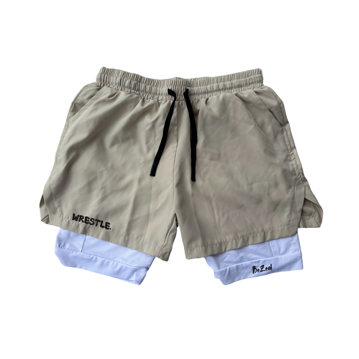 "WRESTLE." Shorts // Cream