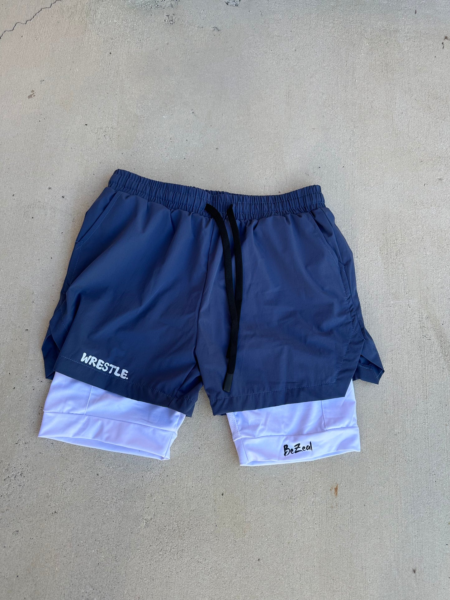 "WRESTLE." Shorts // Navy