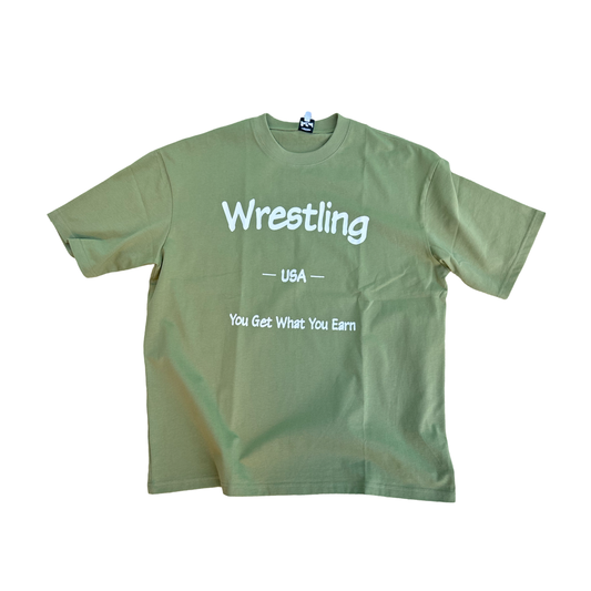 "Wrestling" Oversized T // Olive Green